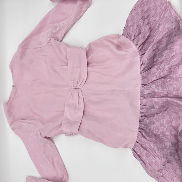 Atoir Fier on Fire Dress sz 10, Pink Ruffle Split, Linen Blend Coquette Designer - Picture 5 of 12